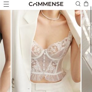 New Floral Lace Mesh Corset Crop Top - Size Small - semi cropped